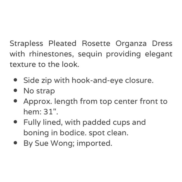 Sue Wong NWT Strapless Pleated Organza Embellished Cocktail Dress Size 2 - Picture 12 of 12